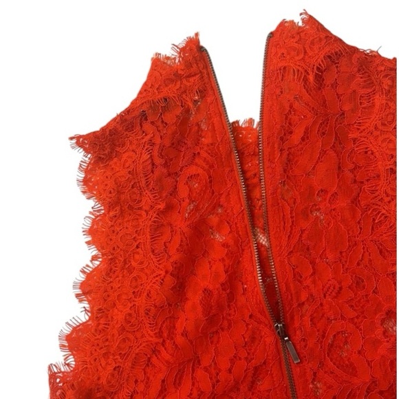 Zara Red Lace Sleeveless Crop Top Back Zipper Women’s Size Small - Picture 9 of 10